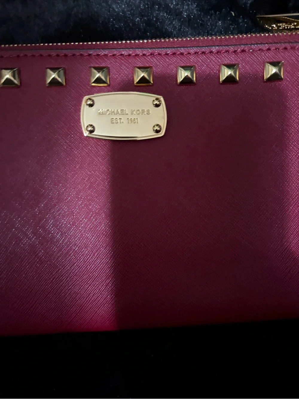 Michael Kors Women's cherry red Studded Leather Wristlet NWT. - Picture 4 of 7